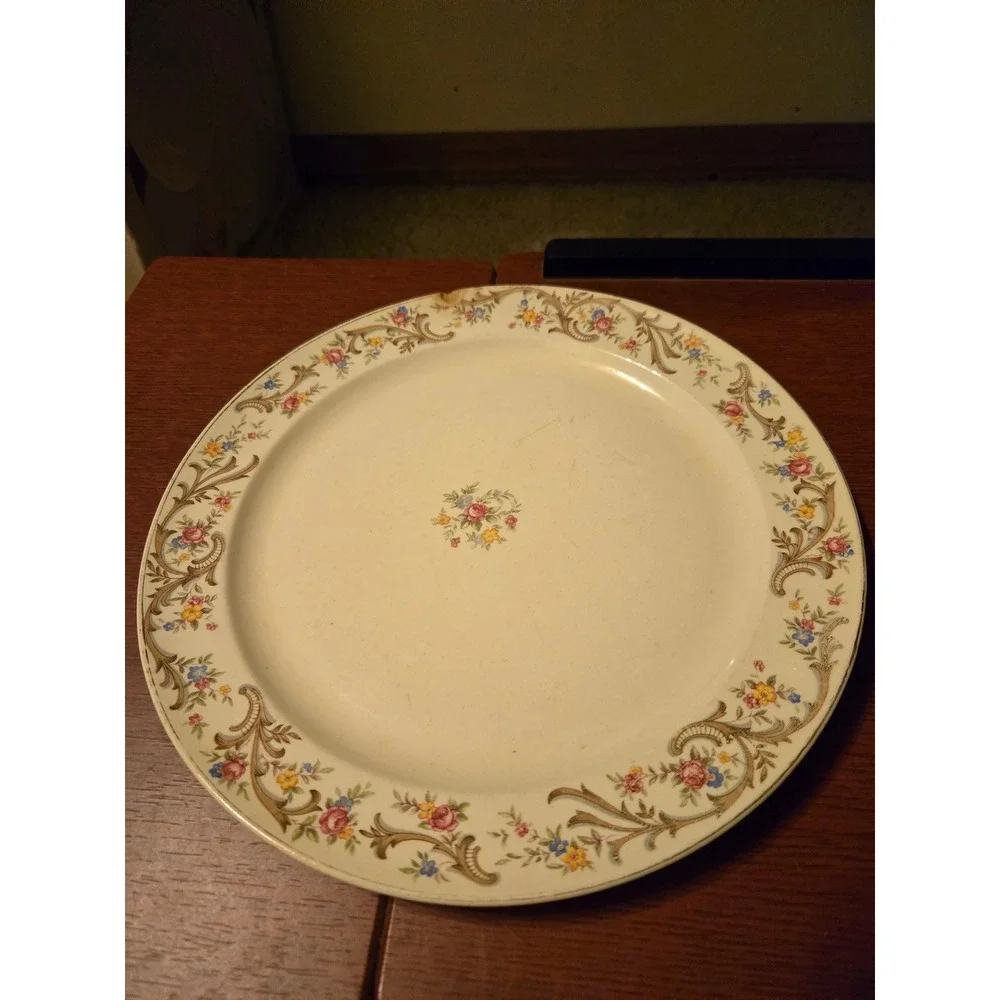 Vintage Taylor Smith Taylor Everglade Floral Dinner Plate Cream Ceramic TST
